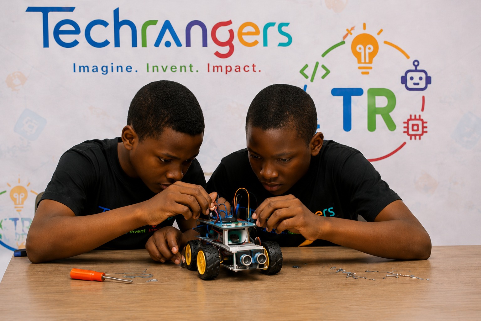 TechRangers students building a robot